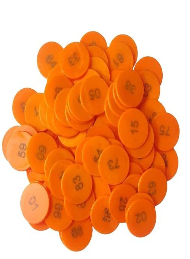 MOREL Embossed 1 to 100 Numerical Plastic Round Shape Token Coin(31MM) USE for Shop, Board Games, Stores, House, School ETC.(Orange Color), - Image 1